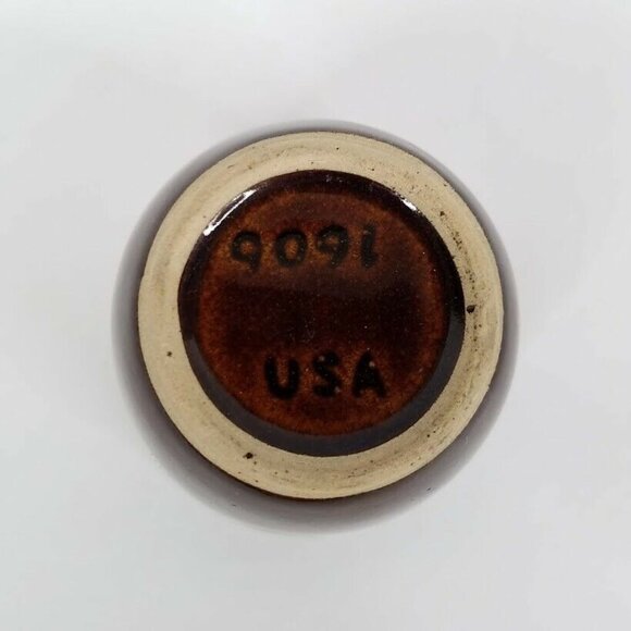 Vintage Brown White Stoneware Pottery Custard Cup 9091 USA Dessert Berry Dish - Picture 4 of 5